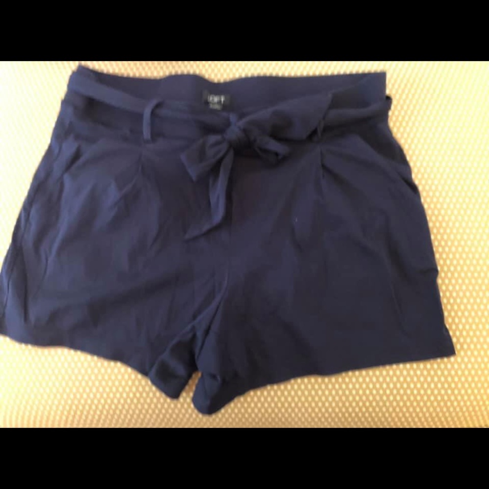 Navy loft elastic tie waist shorts